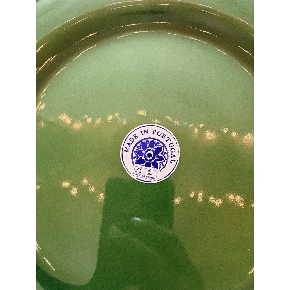 Matceramica Perola green ceramic Dinner Plate with beaded edges 11